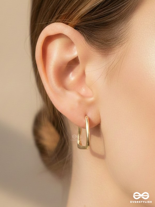 Sun-Kissed Squares- Geometrical Golden Earrings