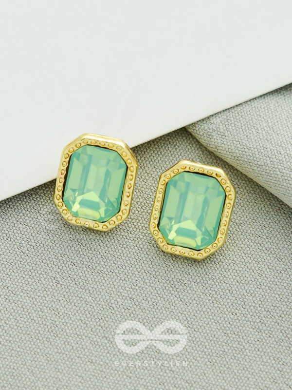 Deep Sea Eyes- Golden and Blue Crystal Earrings