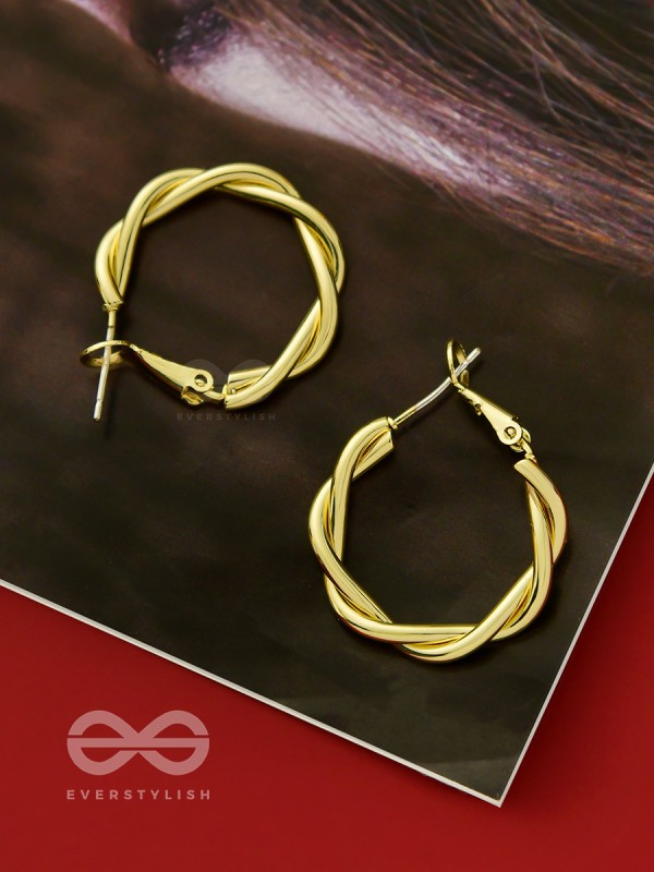 Twists and Turns- Golden Hoop Earrings