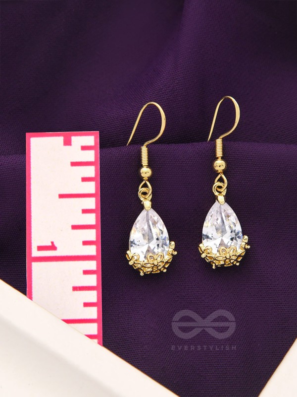 Glazed Dewdrops- Golden Crystal Earrings