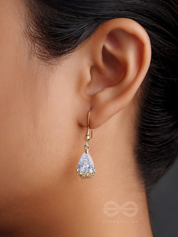 Glazed Dewdrops- Golden Crystal Earrings