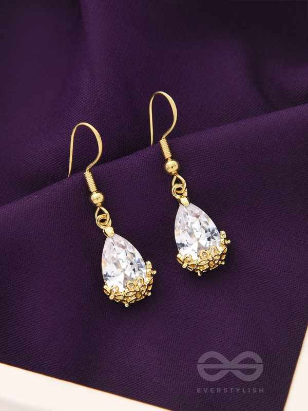 Glazed Dewdrops- Golden Crystal Earrings