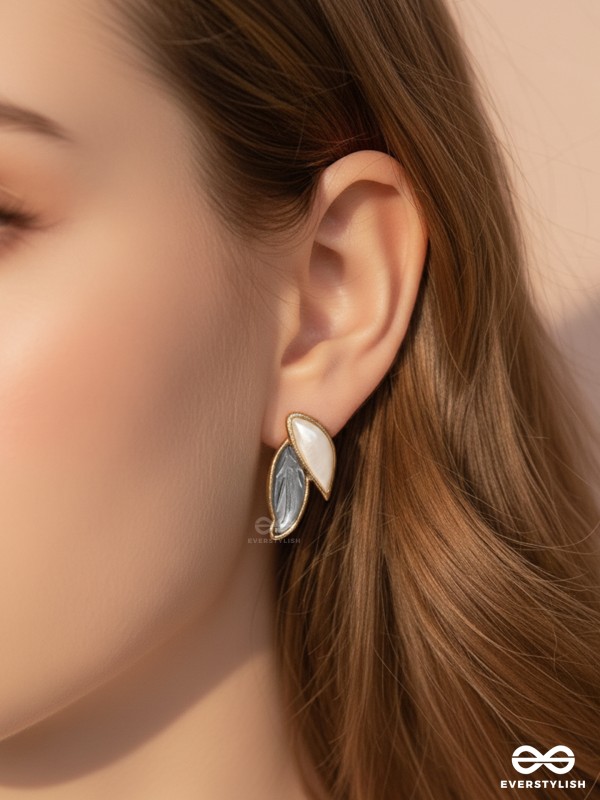 PETALS PANACHE- GOLDEN ENAMELLED EARRINGS (SKY BLUE)