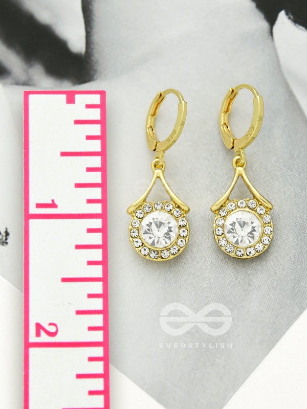 Scintillating Spheroids- Crystal and Rhinestones Studded Golden Earrings