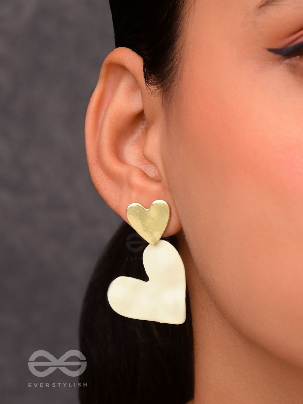 Cross My Heart- Golden Heart-Shaped Earrings