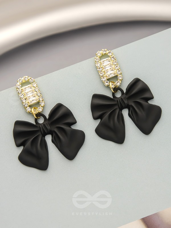 Ebony Divas- Rhinestones Studded Golden and Black Earrings