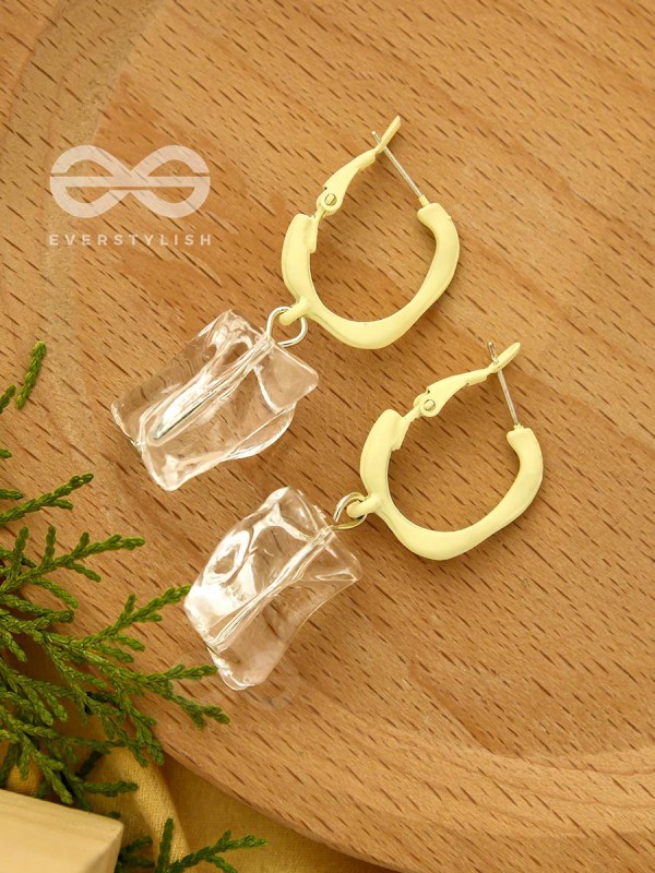 Fire and Ice- Silver and Yellow Earrings