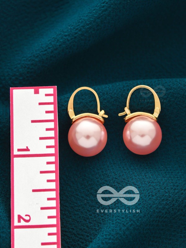 Tears of Mermaid- Golden and Pink Pearl Earrings