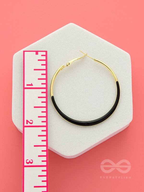 Smoky Loops- Black and Golden Hoop Earrings
