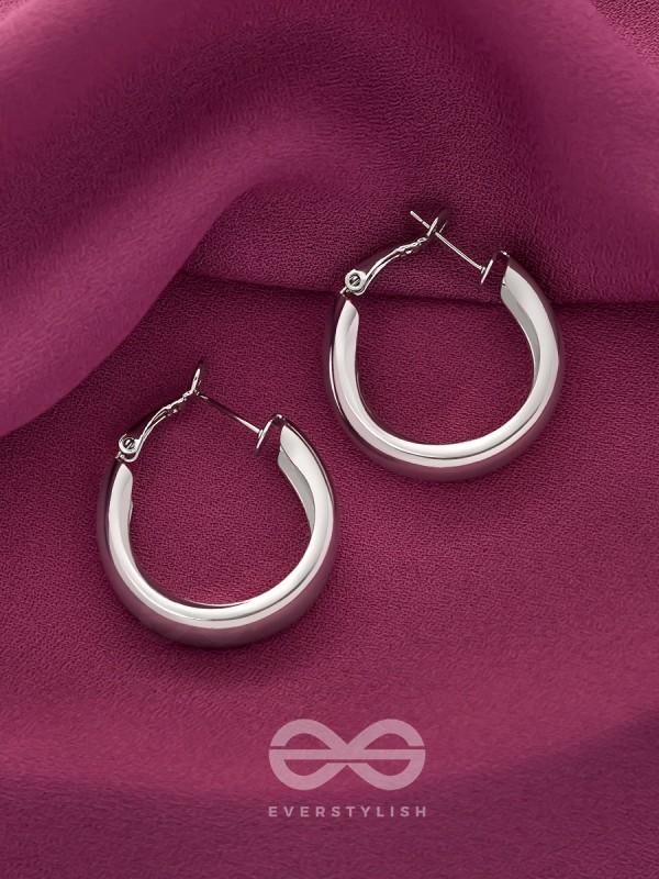 Twinkling Orbits- Silver Hoop Earrings