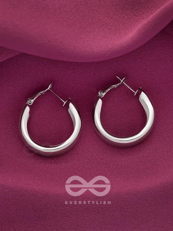 Twinkling Orbits- Silver Hoop Earrings
