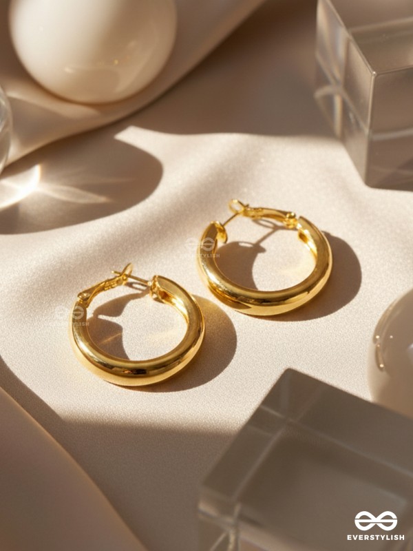 Twinkling Orbits- Golden Hoop Earrings