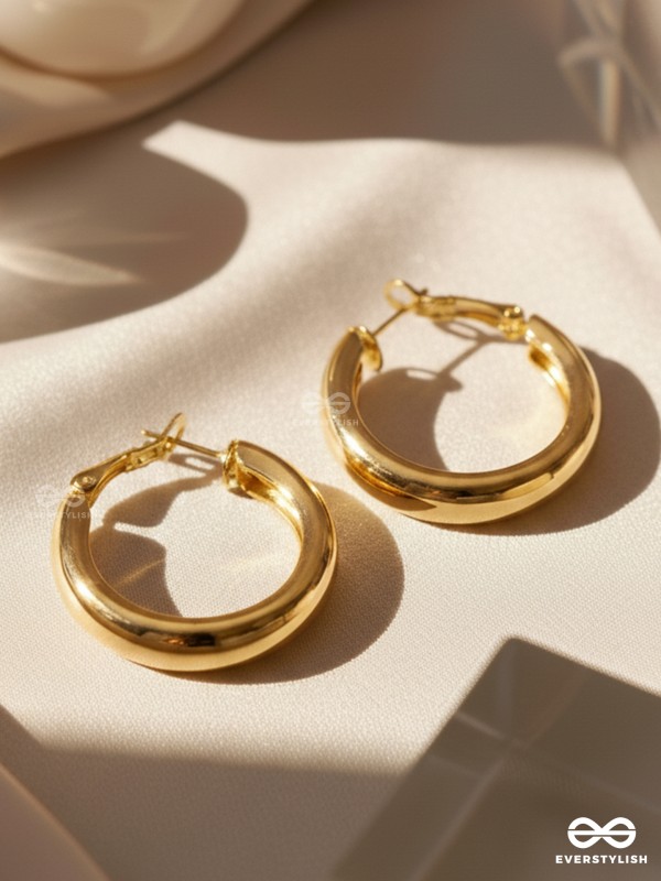 Twinkling Orbits- Golden Hoop Earrings