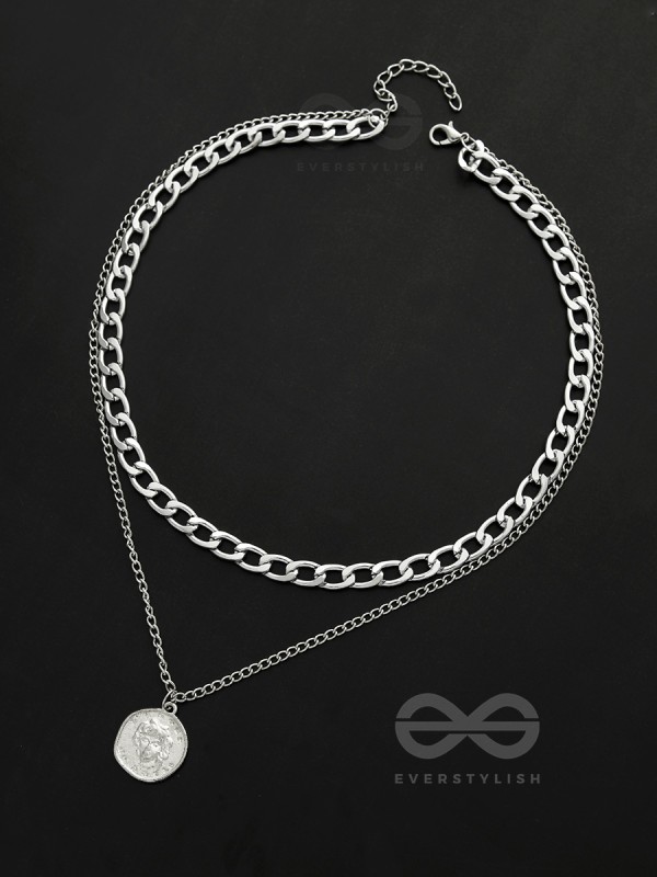 The Double Decker- Double Layer Silver Necklace