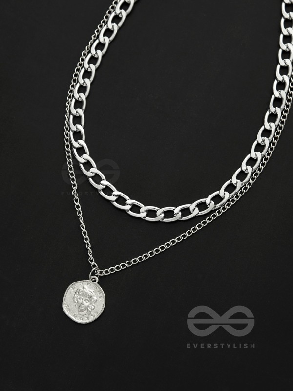 The Double Decker- Double Layer Silver Necklace