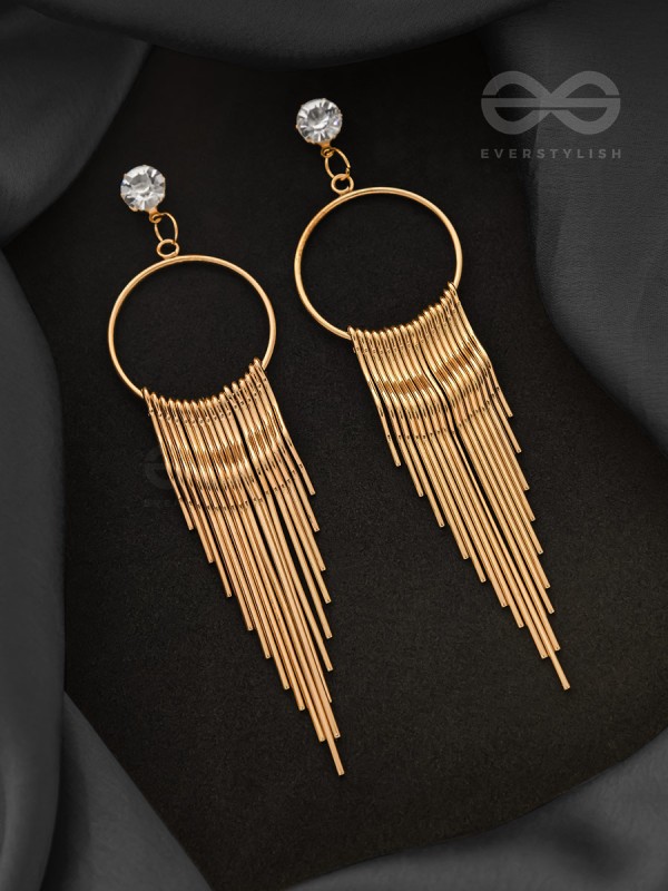The Melting Sun- CZ Stones Studded Golden Earrings
