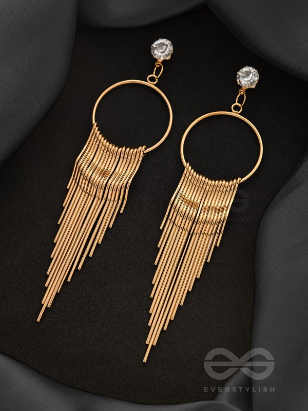 The Melting Sun- CZ Stones Studded Golden Earrings