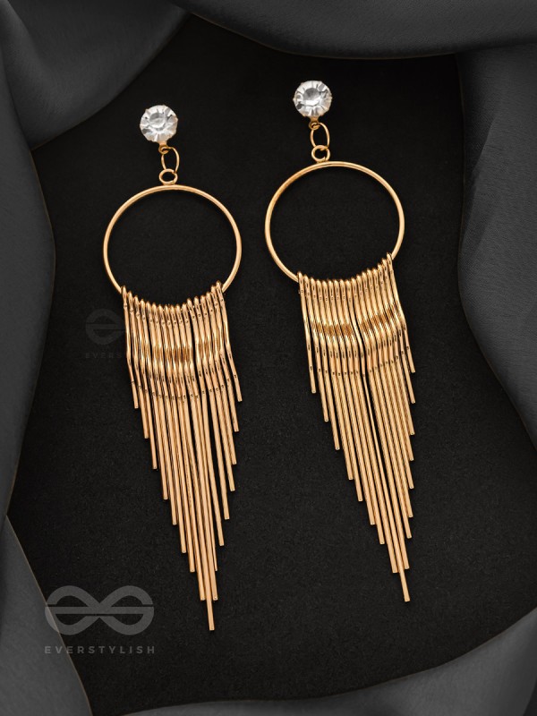 The Melting Sun- CZ Stones Studded Golden Earrings