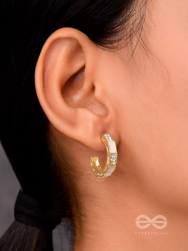 The Crooked Charm- Golden Rhinestones Earrings