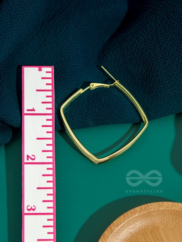 Fair n Square- Elegant Golden Hoops