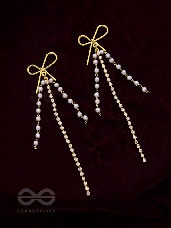 Bow n Arrow- Golden Beads Earrings
