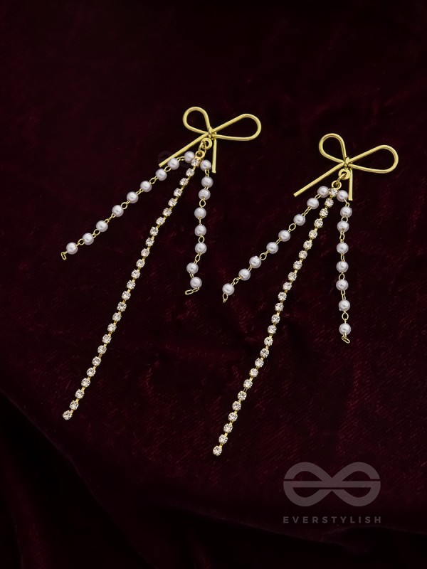 Bow n Arrow- Golden Beads Earrings