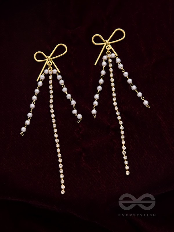Bow n Arrow- Golden Beads Earrings