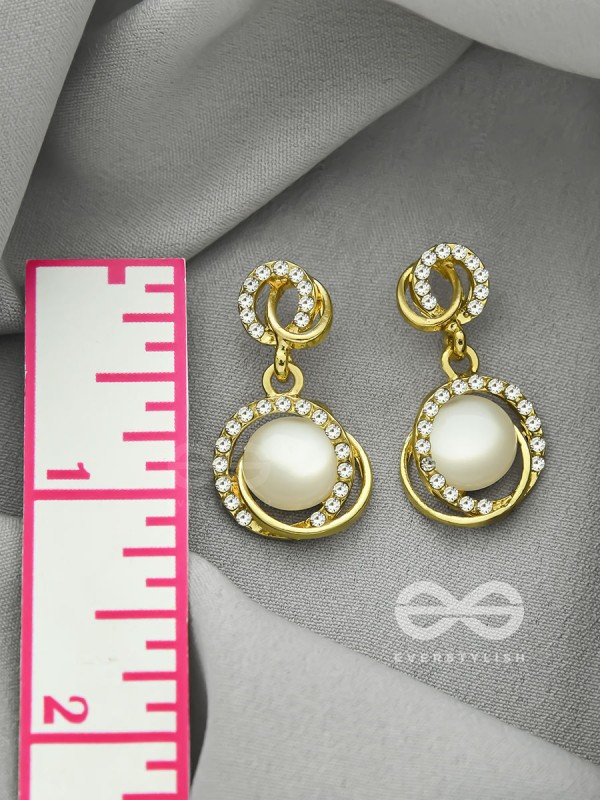 The Moonshine- Golden Rhinestones and Pearl Earrings