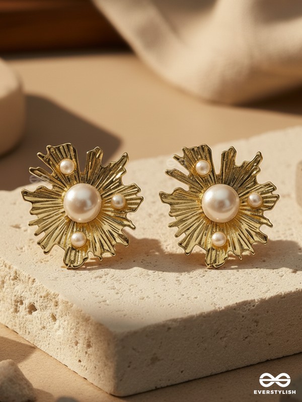 Pearl n Oyster- Golden Pearl Earrings