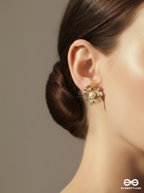 Pearl n Oyster- Golden Pearl Earrings