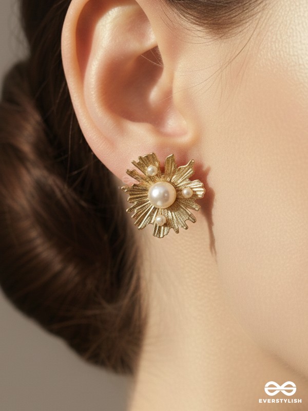 Pearl n Oyster- Golden Pearl Earrings