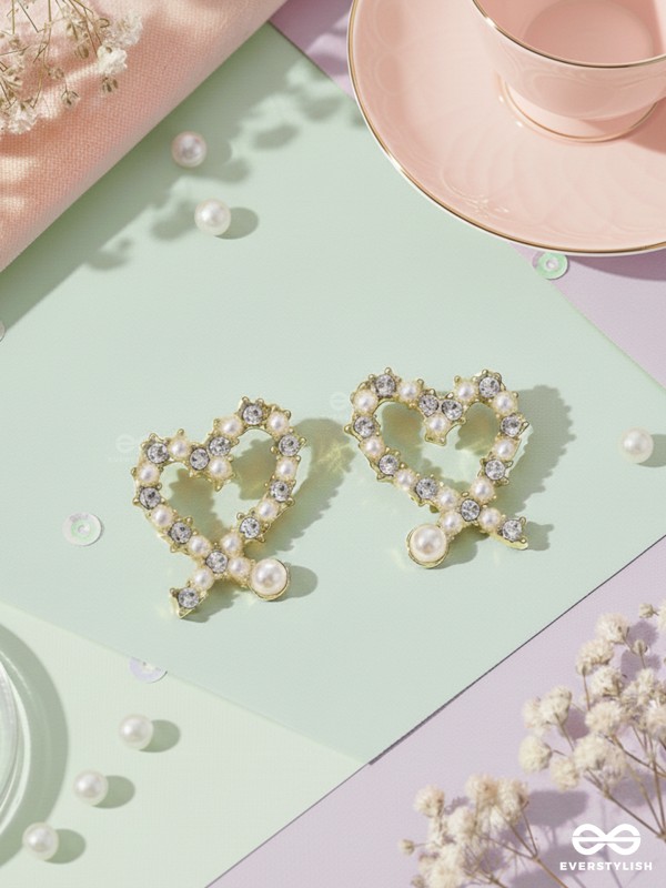 Little Hearts- Golden Beads Earrings