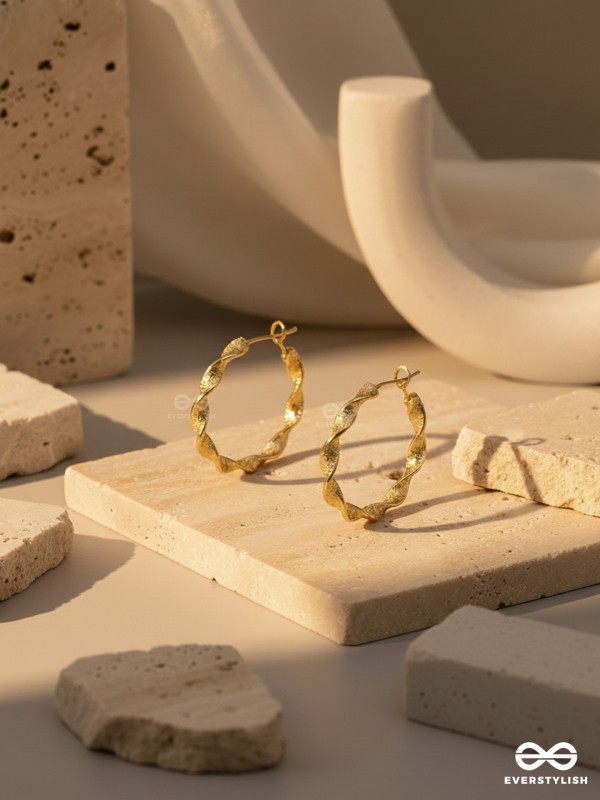 The Ruffled Ring- Minimalist Golden Hoops