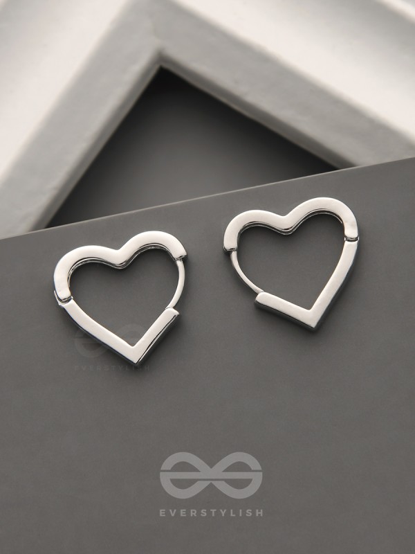 The Lovebirds- Heart-Shaped Silver Earrings