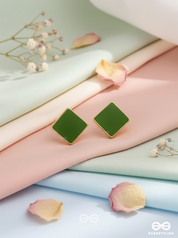 The Little Green Box- Green and Golden Earrings