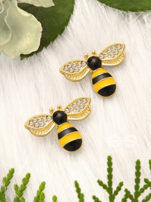 The Busy Bee- Golden Rhinestones Earrings 