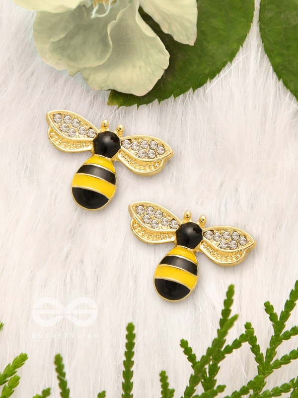 The Busy Bee- Golden Rhinestones Earrings 