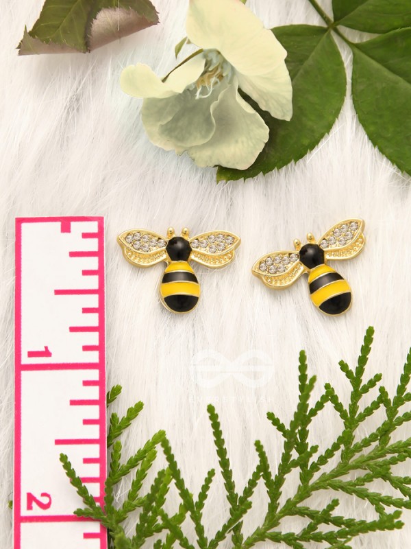 The Busy Bee- Golden Rhinestones Earrings 