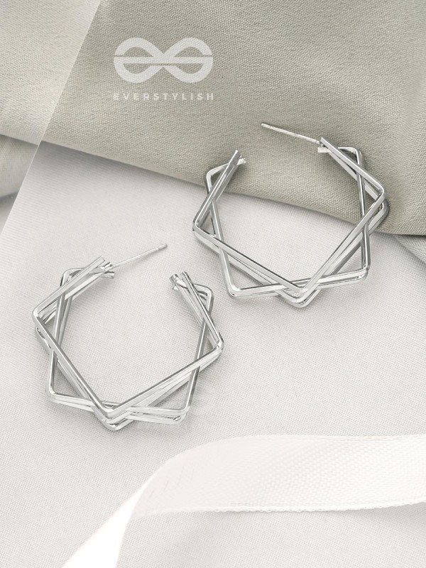 The Jumbled Squares- Chic Silver Earrings
