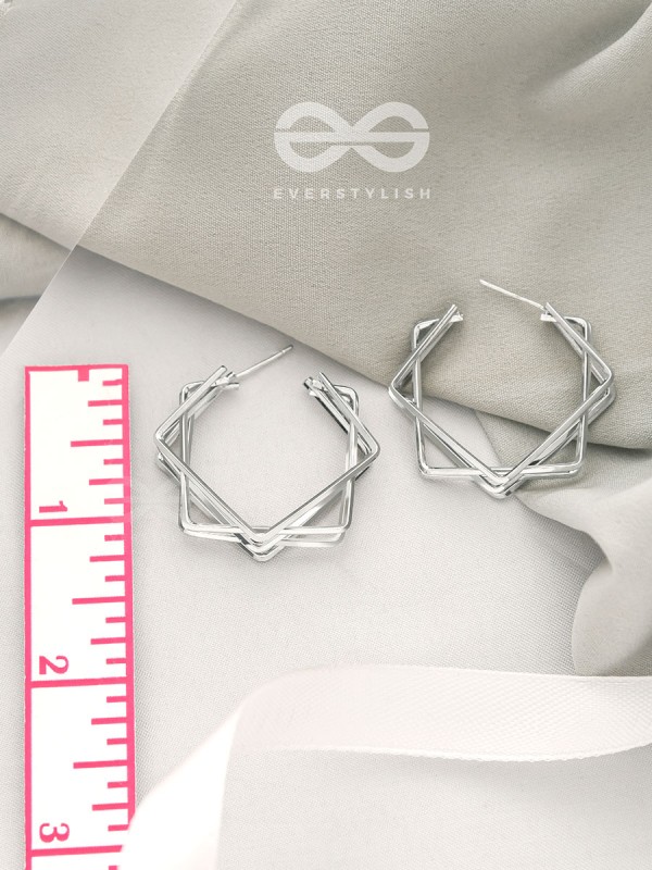 The Jumbled Squares- Chic Silver Earrings