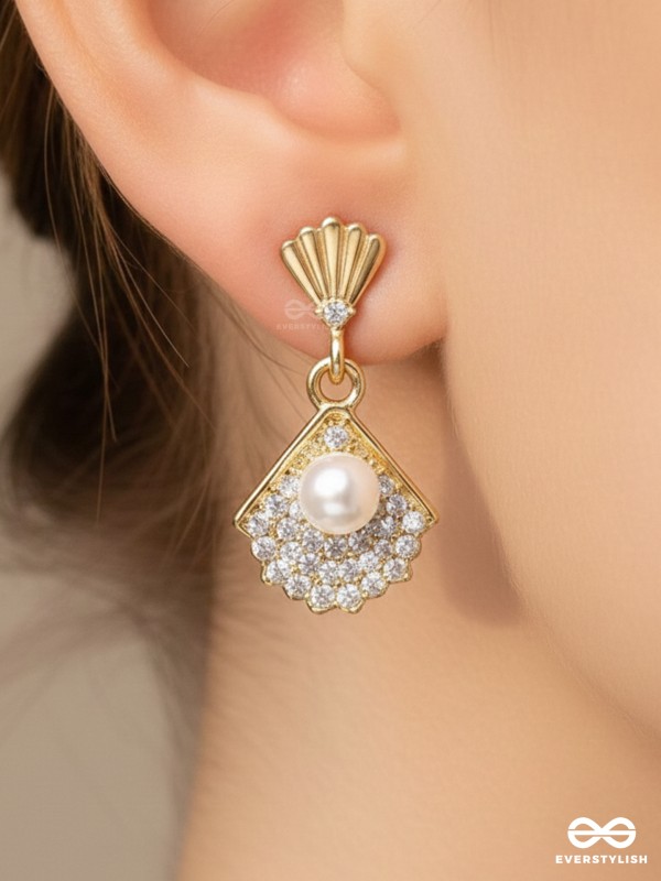 Sand n Pearl- Golden Rhinestones and Pearl Earrings