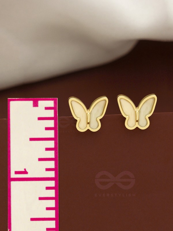 The Winged Wonder- White and Golden Earrings