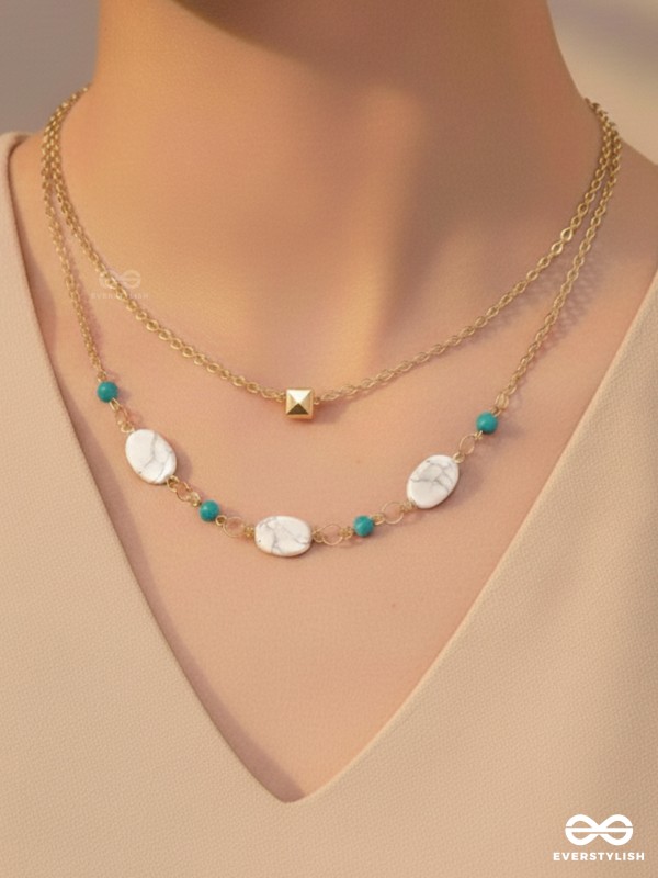 Mist N Sea - Golden Layered Necklace With Anti-Tarnish Coating
