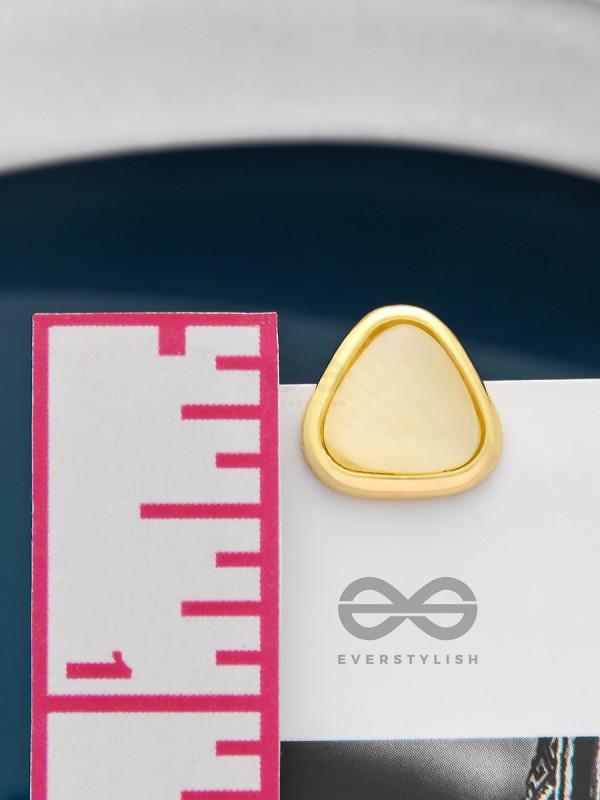 The Love Triangle- Golden Stud Earrings (Cream White)