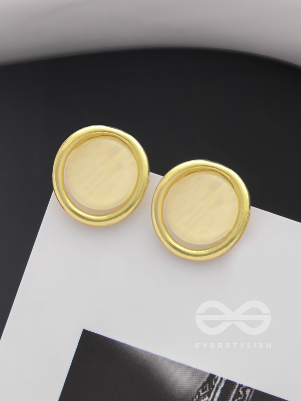 The Golden Sunrise- Golden Stud Earrings (Cream White)