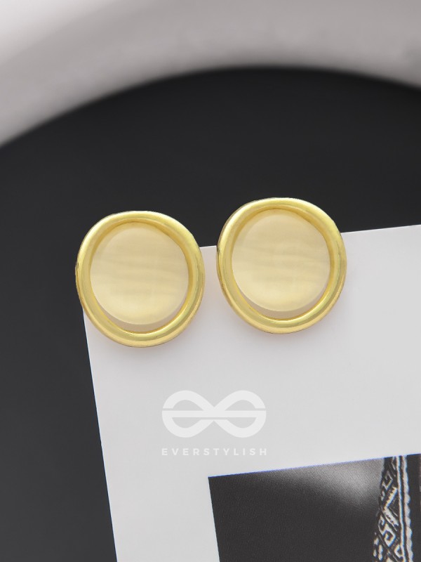 The Golden Sunrise- Golden Stud Earrings (Cream White)