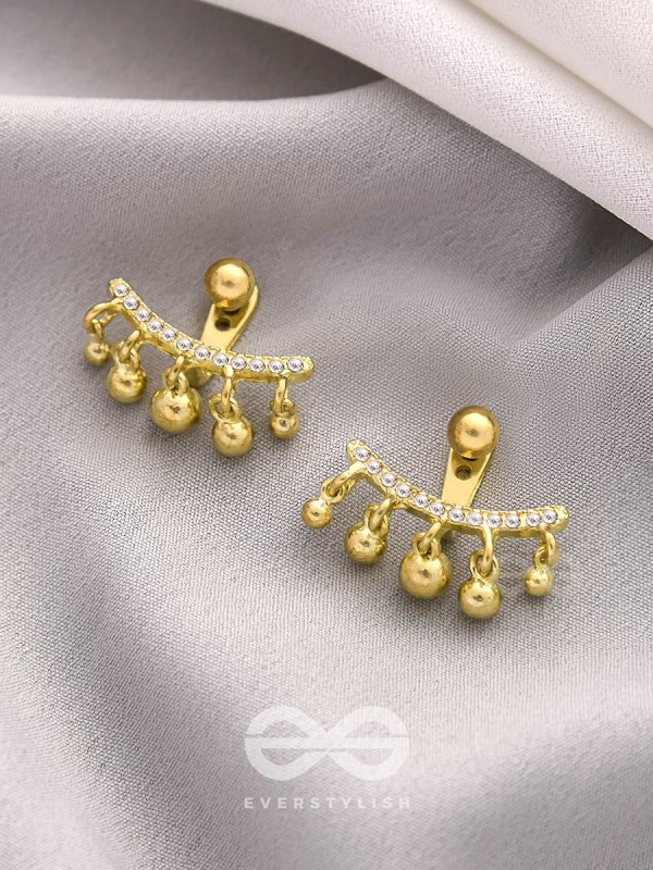 The Capsized Crown- Golden Rhinestone Ear Jackets
