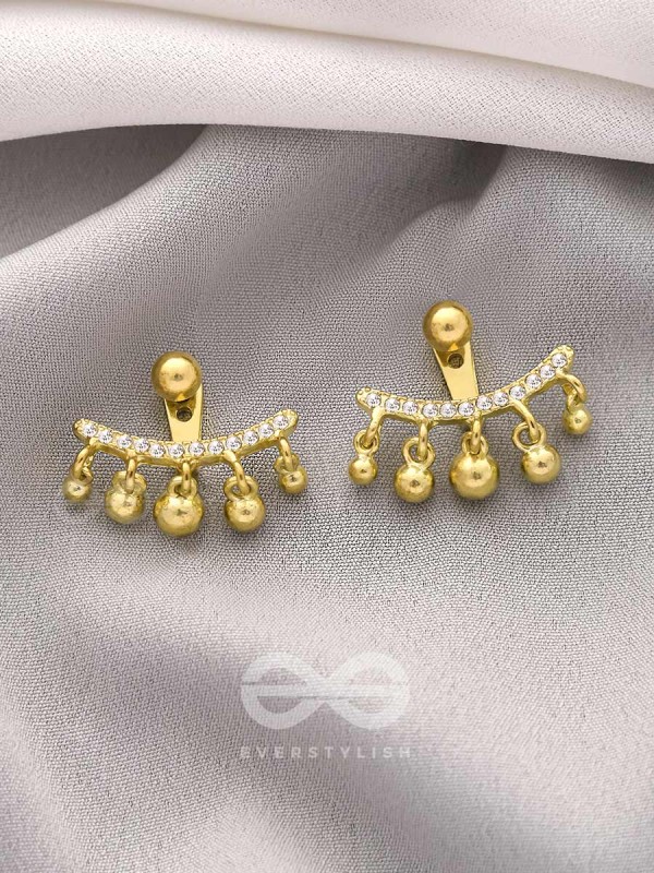 The Capsized Crown- Golden Rhinestone Ear Jackets