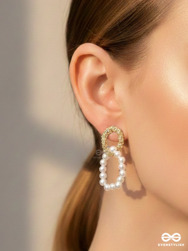 Sun n Moon- Golden Pearl Earrings