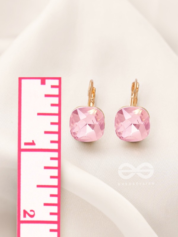 The Ice Cube- Crystal Golden Earrings (Lavender)